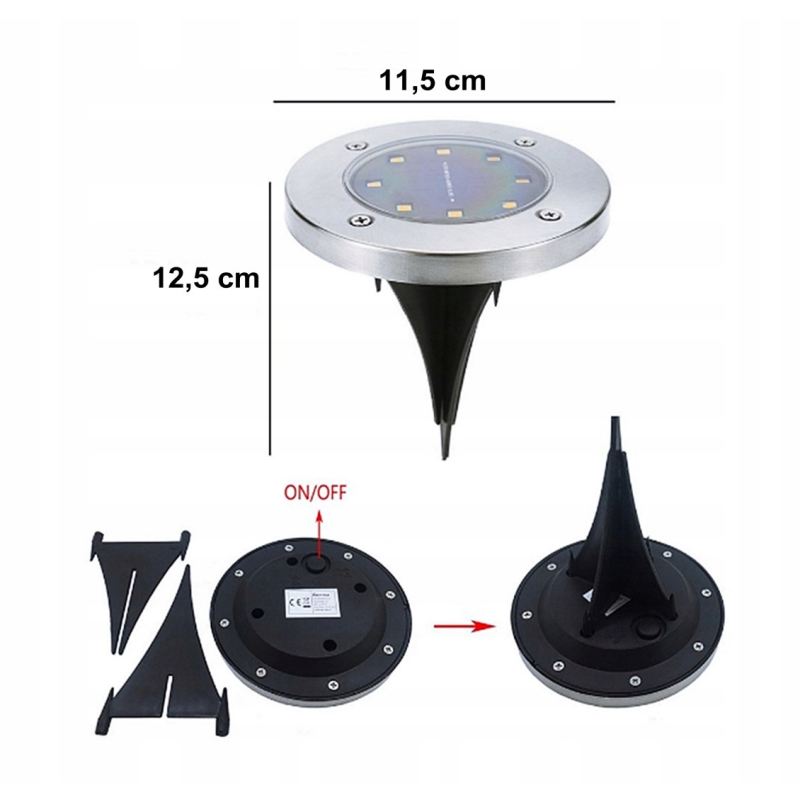 Lampki ogrodowe solar dysk 8 led - obrazek 4
