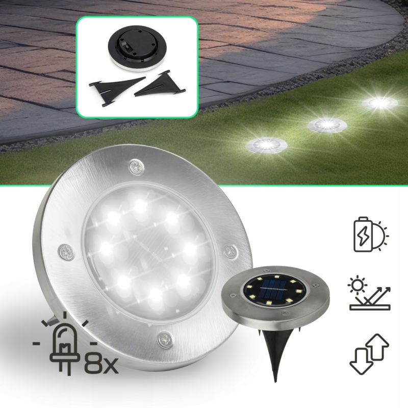 Lampki ogrodowe solar dysk 8 led - obrazek 8