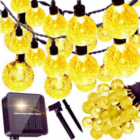 Lampki ogrodowe solar kulki 50led/5m ww