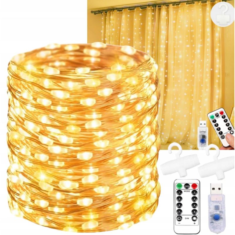 Kurtyna 200 led usb + pilot ww