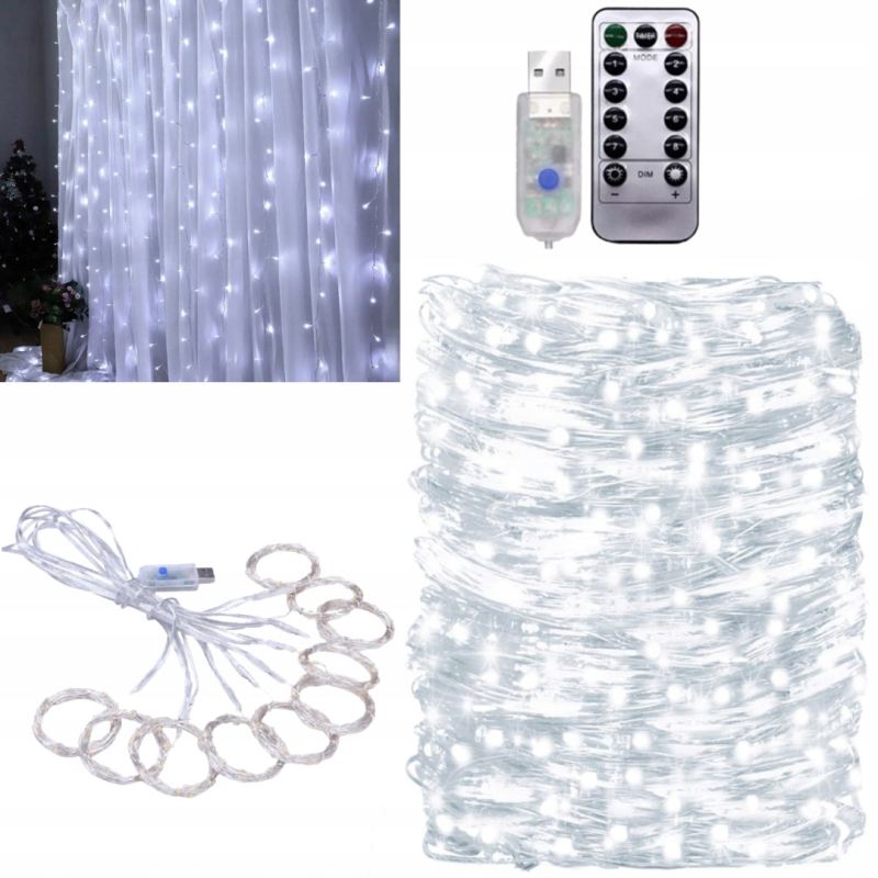 Kurtyna 300 led usb + pilot cw - obrazek 7
