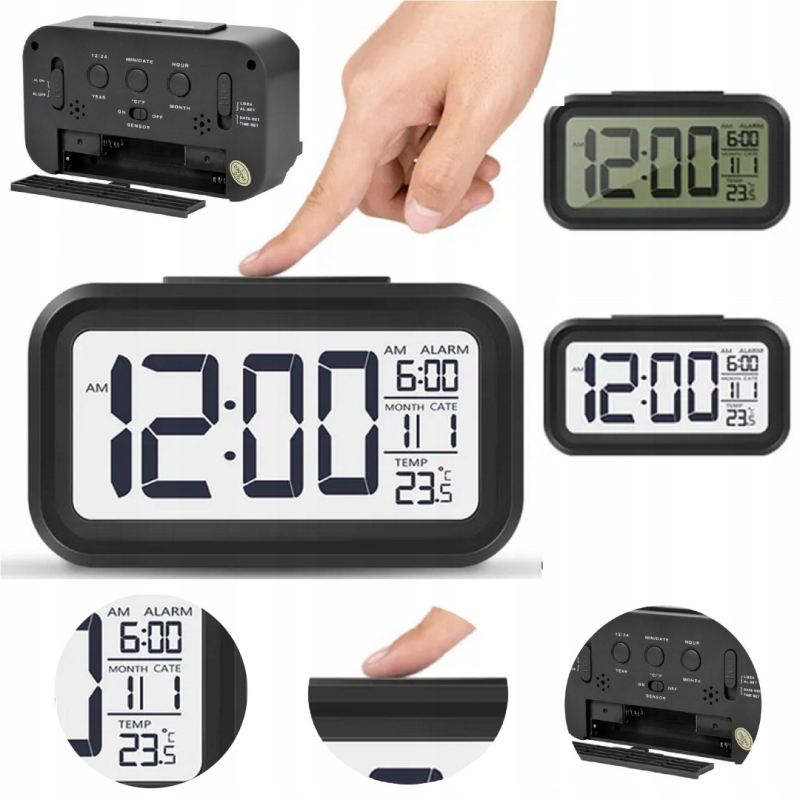 Budzik zegar cyfrowy zegarek elektroniczny led termometr kalendarz alarm - obrazek 2