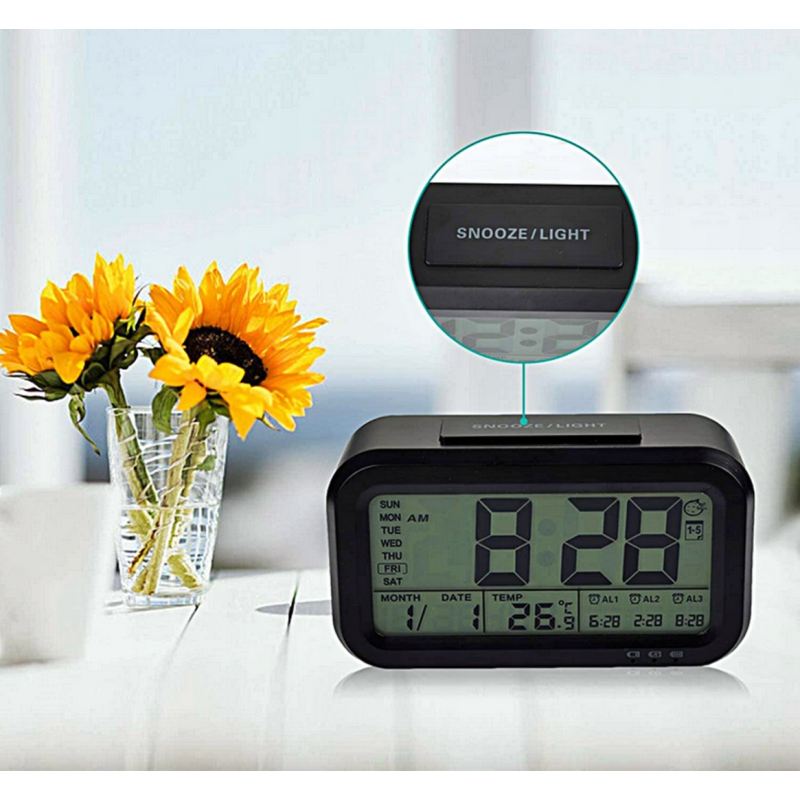 Budzik zegar cyfrowy zegarek elektroniczny led termometr kalendarz alarm - obrazek 4