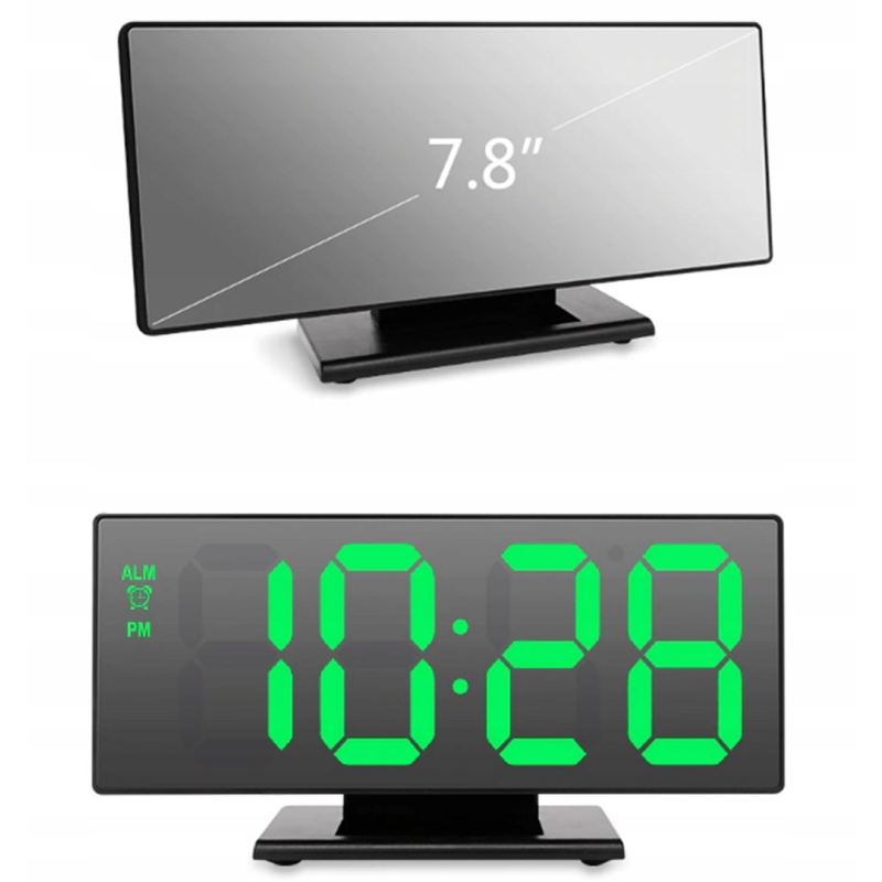Zegar budzik led lustro - obrazek 2