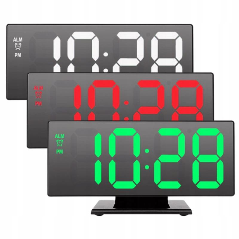 Zegar budzik led lustro - obrazek 3