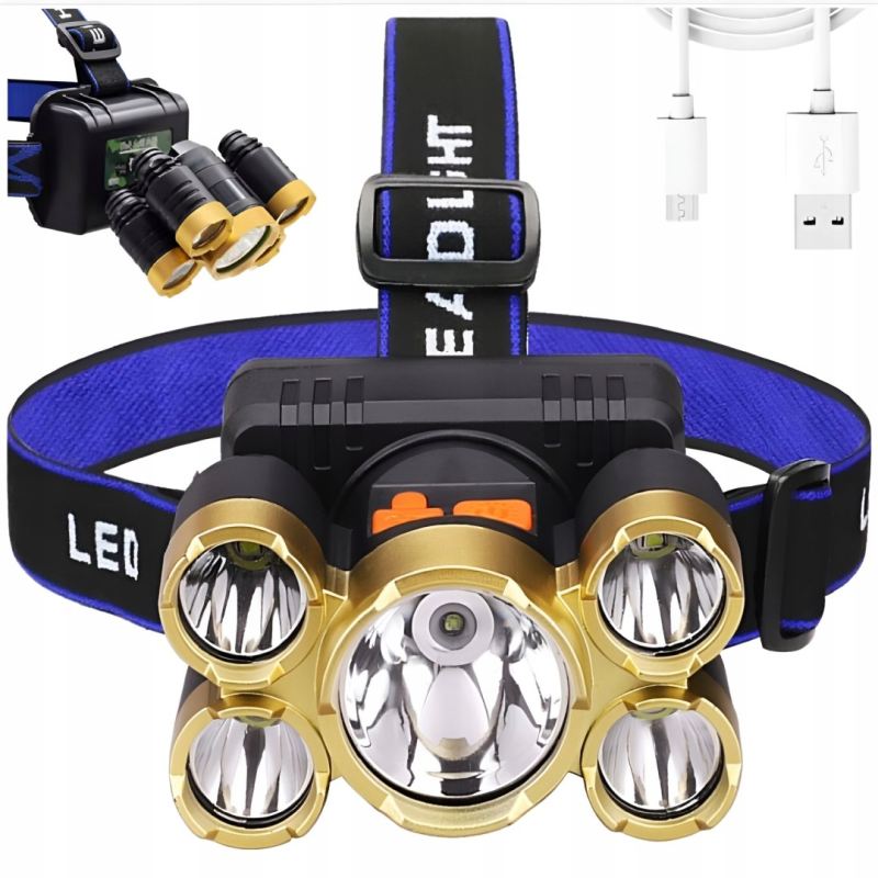 Latarka czołowa 5 led mała - obrazek 2