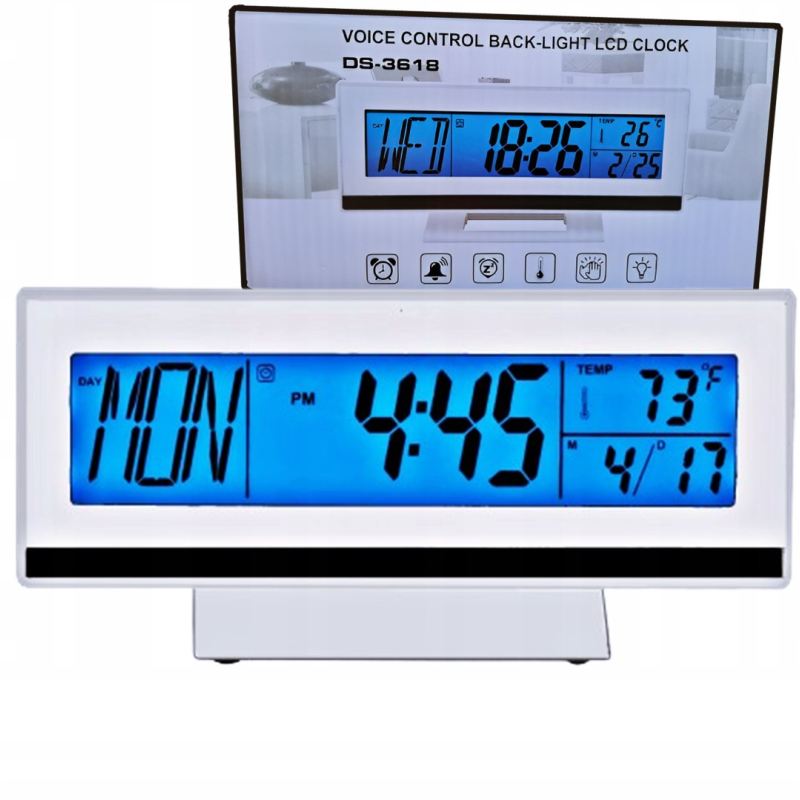 Budzik elektroniczny cyfrowy z wyświetlaczem termometr data alarm zegarek - obrazek 5