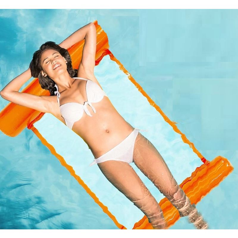 Hamak wodny materac plażowy ogrodowy do pływania dmuchany basen pomarańcz - obrazek 6