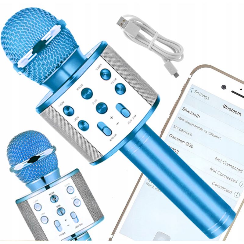 Mikrofon do karaoke bezprzewodowy bluetooth dla dzieci z usb z głośnikiem - obrazek 5