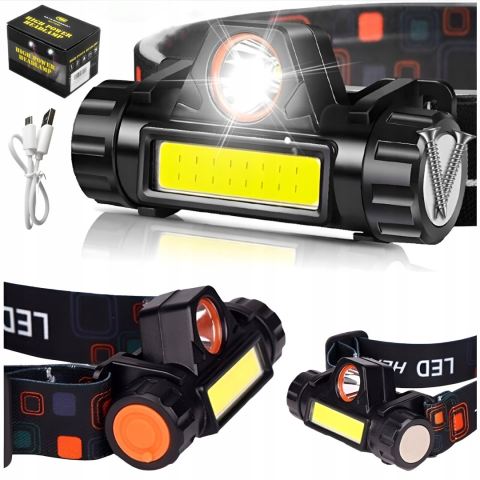 Latarka czołowa 1 led mała