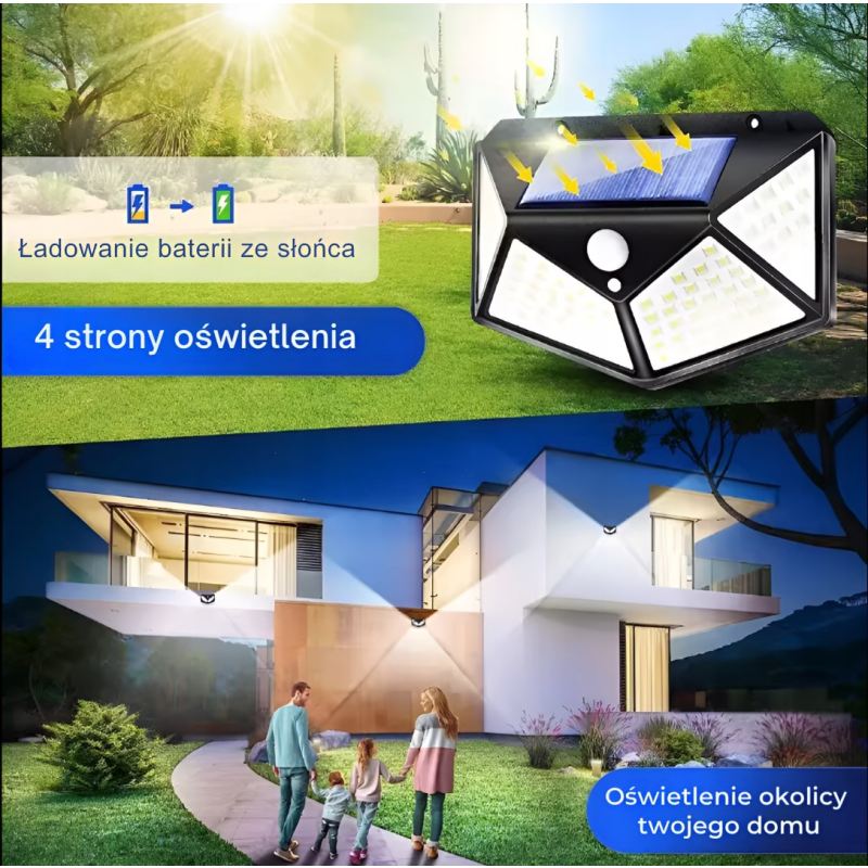 Lampa solarna 100 led 4 strony - obrazek 11