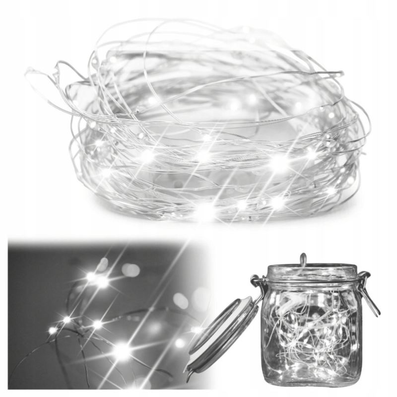 Lampki choinkowe drucik 50 led na baterie cw - obrazek 2