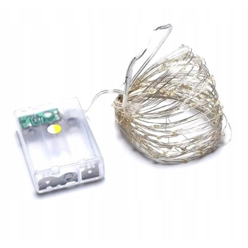 Lampki choinkowe drucik 50 led na baterie ww - obrazek 2