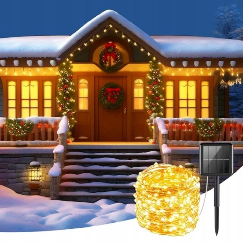 Lampki ogrodowe solarne drucik 200 led ww - obrazek 8