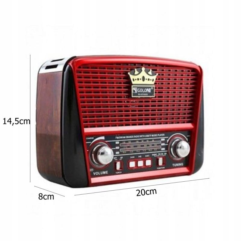Radio kuchenne retro solar usb fw sd sieciowo-bateryjne przenośne - obrazek 6