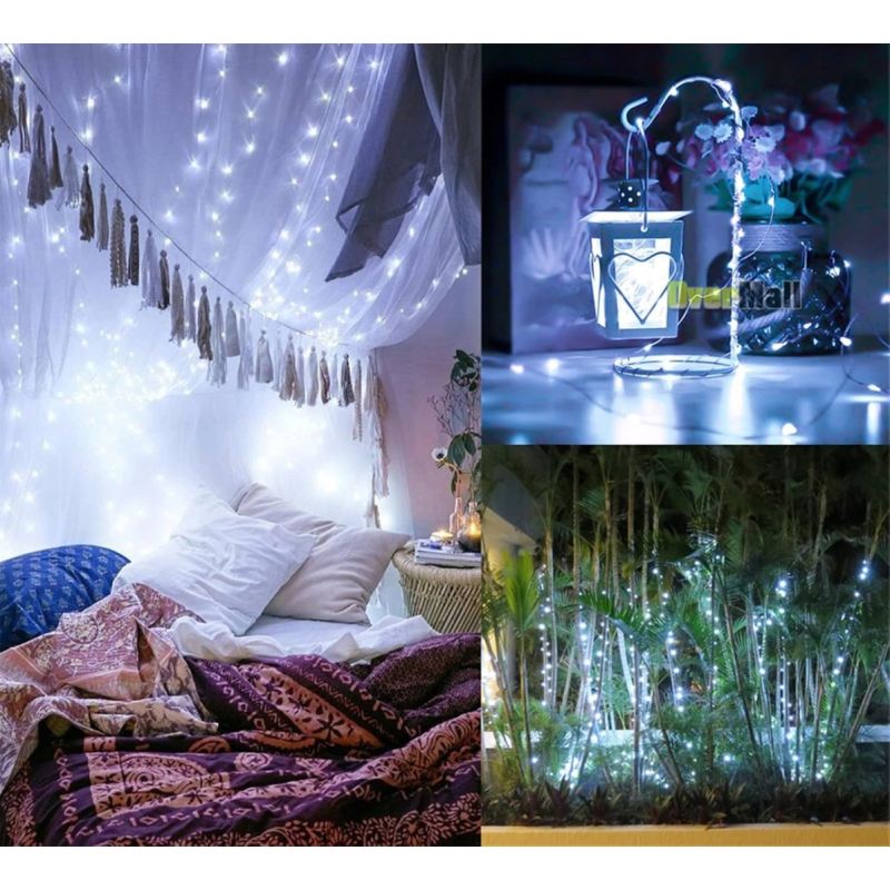 Lampki ogrodowe solarne drucik 300 led CW (50) - obrazek 4