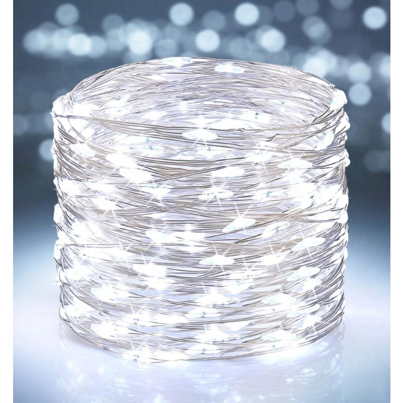 Lampki ogrodowe solarne drucik 300 led CW (50) - obrazek 6