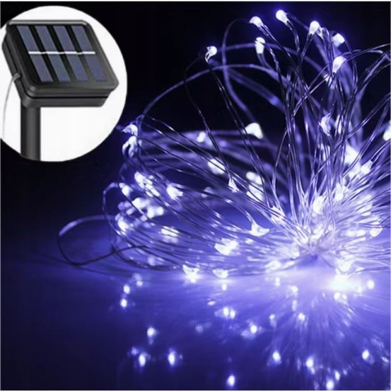 Lampki ogrodowe solarne drucik 300 led CW (50) - obrazek 8