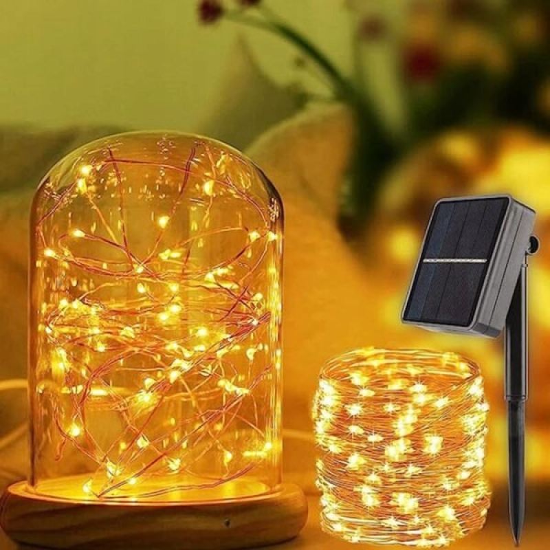 LAMPKI GIRLANDA SOLARNA OGRODOWE NA CHOINKĘ 300 LED DRUCIK BIAŁY CIEPŁY - obrazek 4