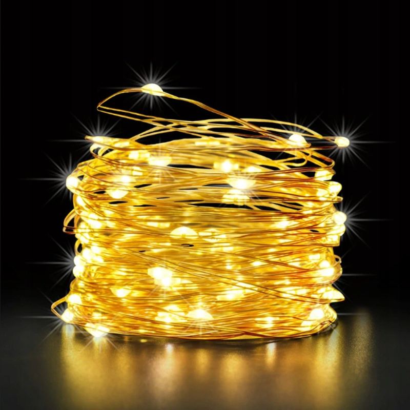 LAMPKI GIRLANDA SOLARNA OGRODOWE NA CHOINKĘ 300 LED DRUCIK BIAŁY CIEPŁY - obrazek 9